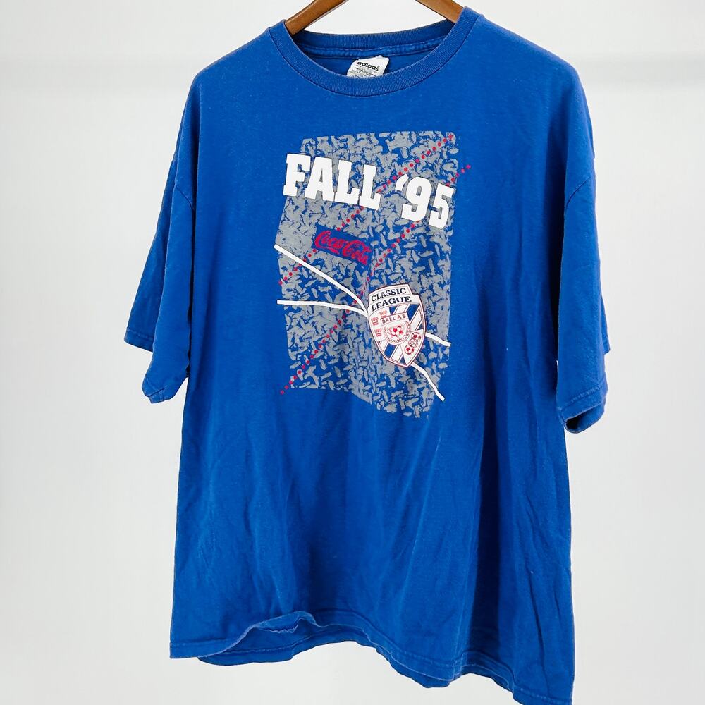 Vintage 90s Adidas Cotton Blue Coca-Cola Dallas Soccer Tshirt